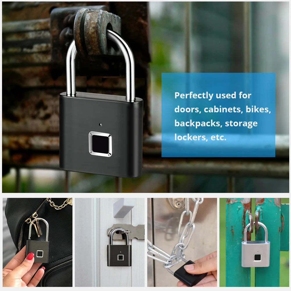 Azylo Heavy-Duty Smart Fingerprint Padlock & Keyless Security Lock