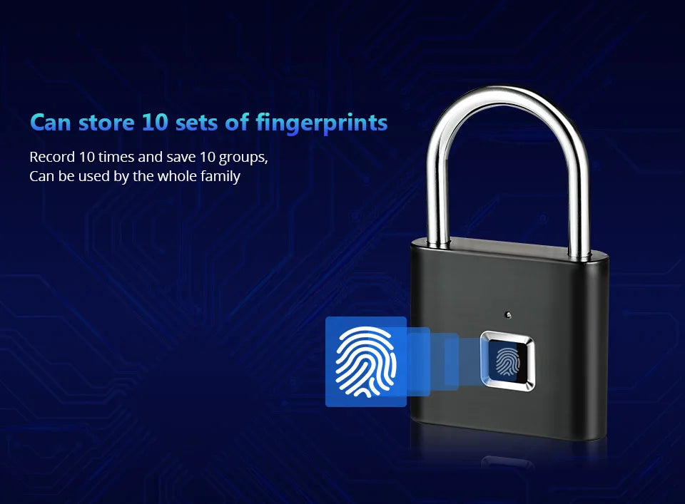 Azylo Heavy-Duty Smart Fingerprint Padlock & Keyless Security Lock