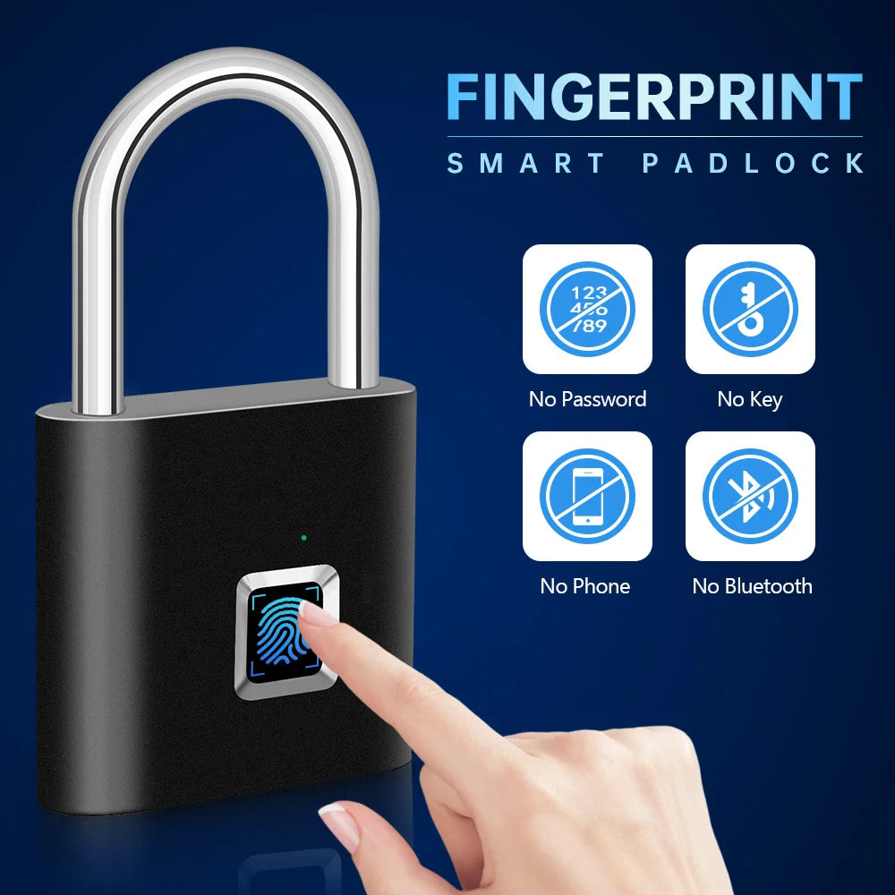 Azylo Heavy-Duty Smart Fingerprint Padlock & Keyless Security Lock
