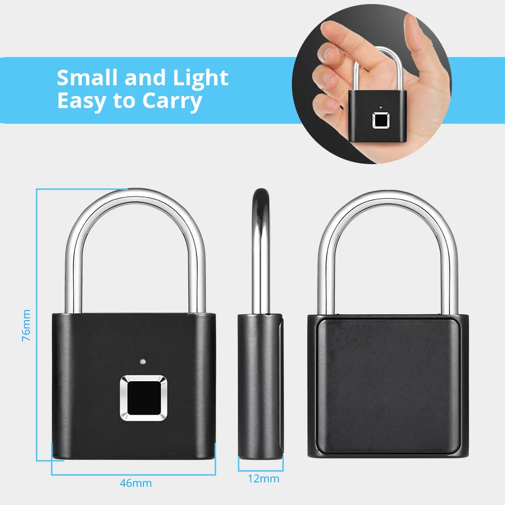 Azylo Heavy-Duty Smart Fingerprint Padlock & Keyless Security Lock