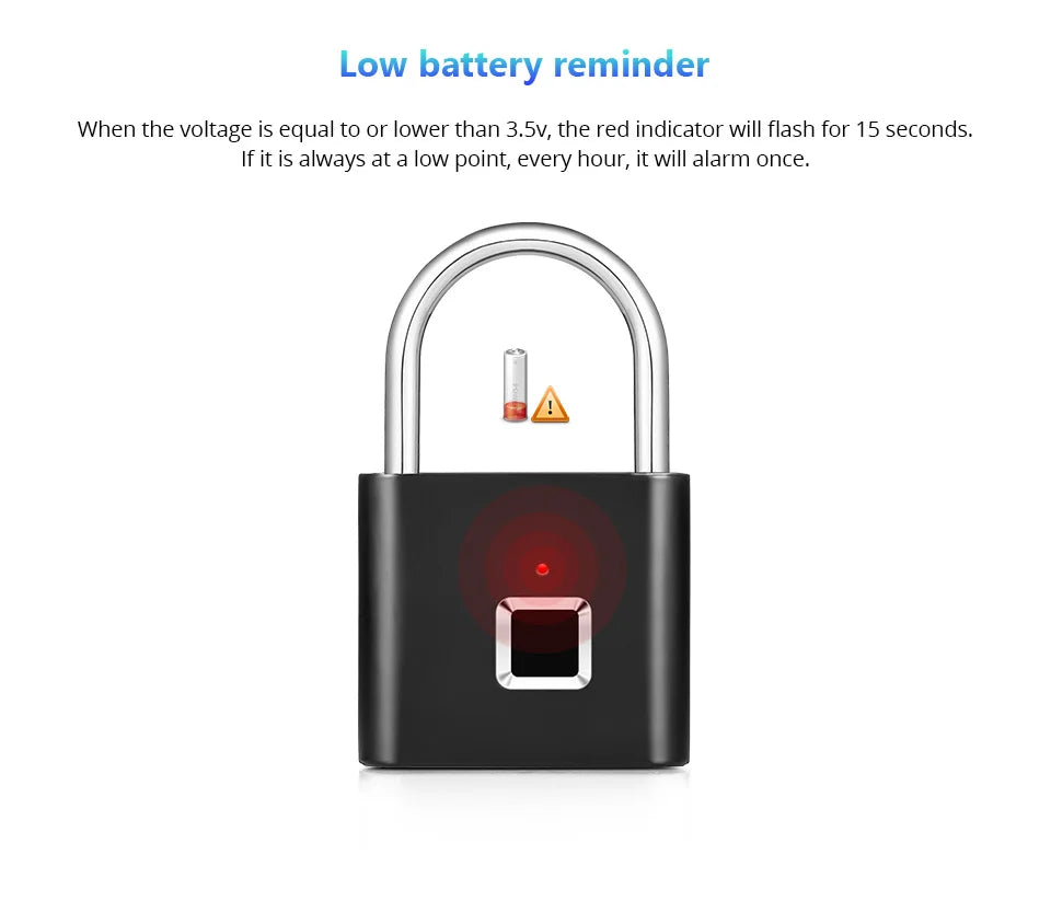 Azylo Heavy-Duty Smart Fingerprint Padlock & Keyless Security Lock