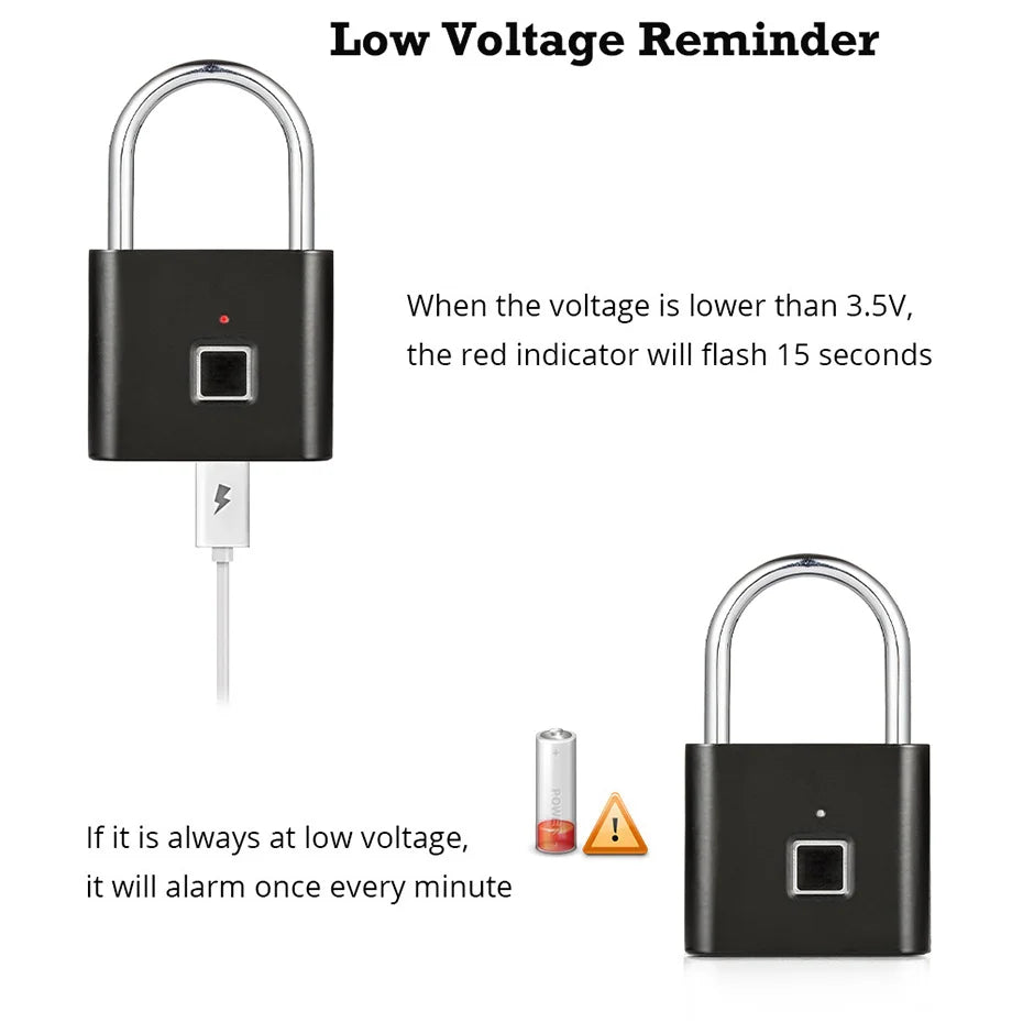 Azylo Heavy-Duty Smart Fingerprint Padlock & Keyless Security Lock