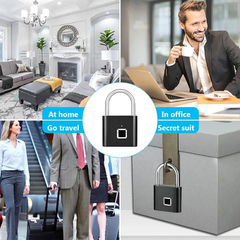Azylo Heavy-Duty Smart Fingerprint Padlock & Keyless Security Lock