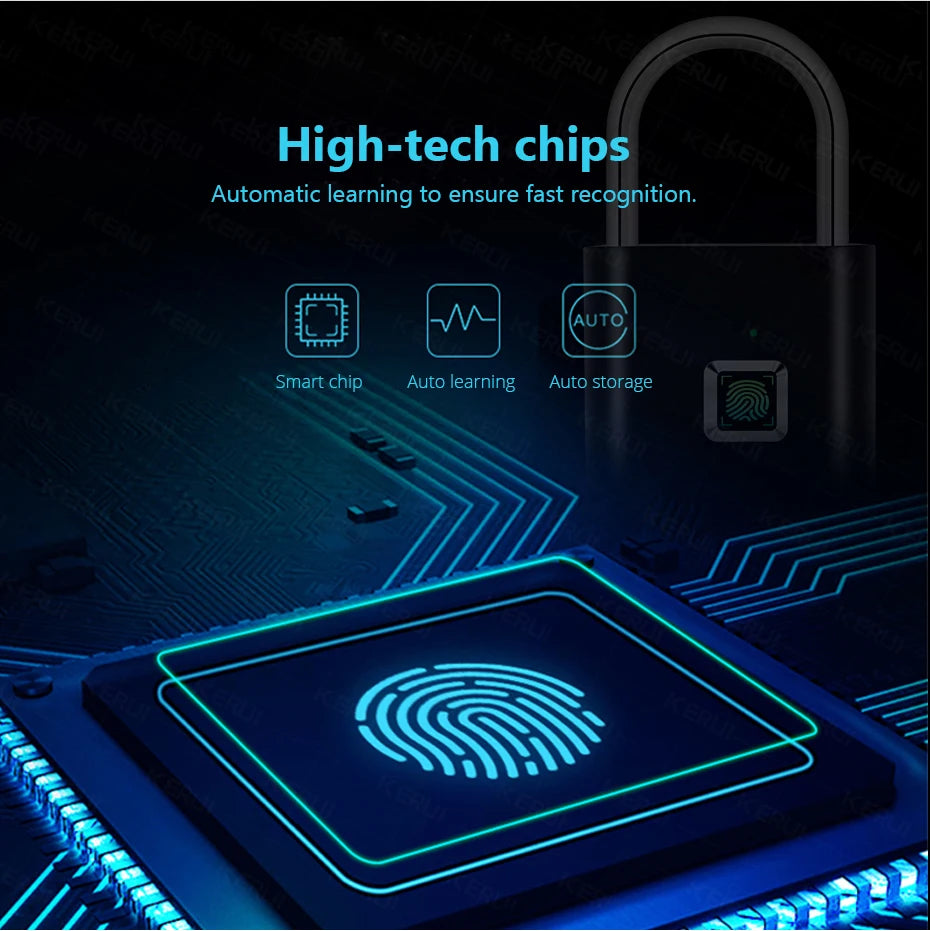 Azylo Heavy-Duty Smart Fingerprint Padlock & Keyless Security Lock