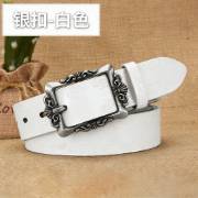 Azylo Vintage Embossed Genuine Leather Belt for Women (Retro Pin Buckle)
