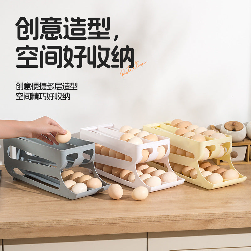 Azylo 3-Layer Automatic Rolling Egg Dispenser & Fridge Organizer
