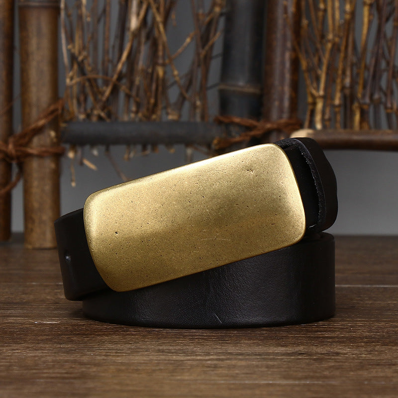 Azylo Premium 4.5mm Thick Top-Layer Cowhide Leather Belt with Solid Copper Buckle