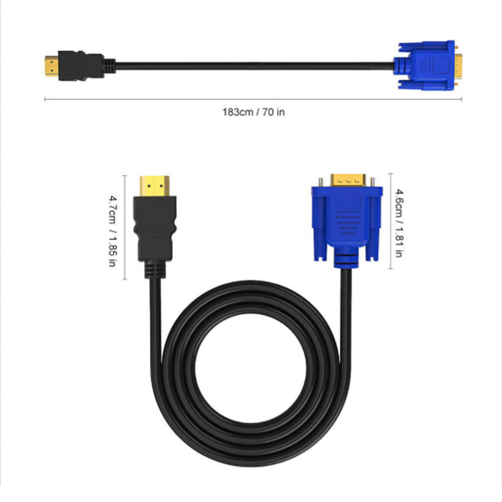 Azylo Gold-Plated HDMI to VGA HD Monitor Adapter Cable