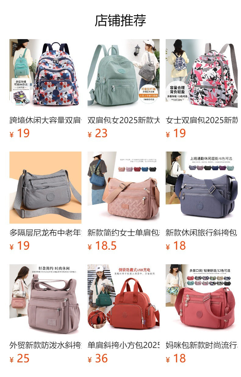 Azylo Lightweight Multi-Pocket Nylon Crossbody Bag & Daily Utility Purse
