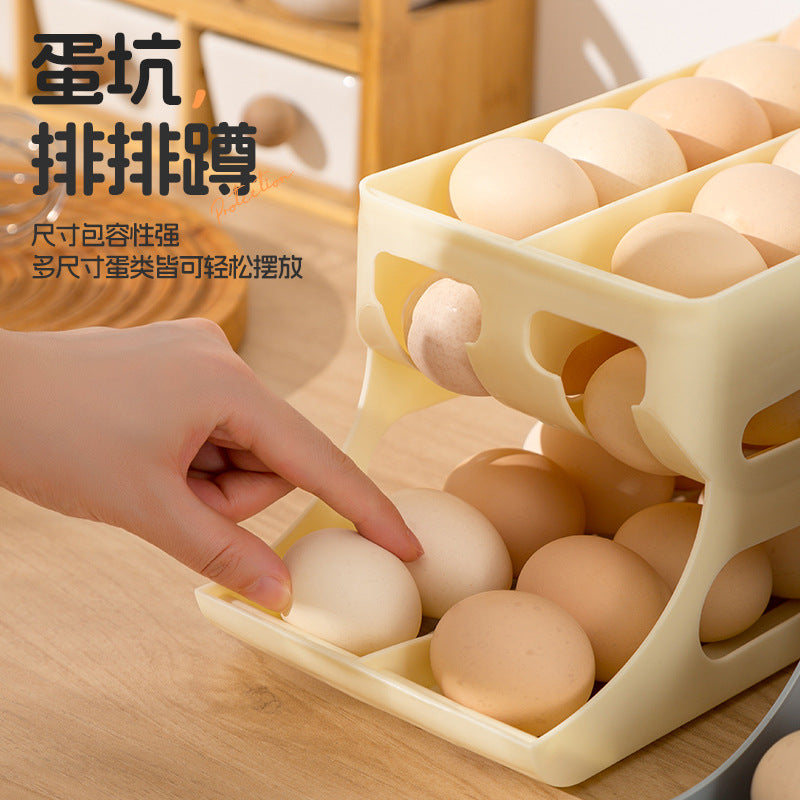 Azylo 3-Layer Automatic Rolling Egg Dispenser & Fridge Organizer