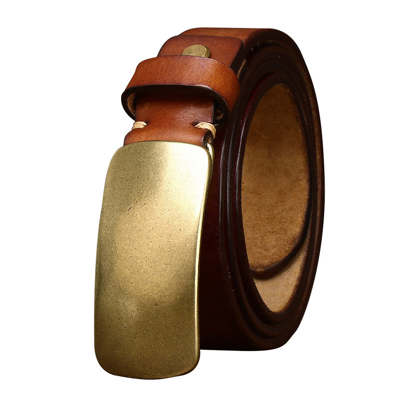 Azylo Premium 4.5mm Thick Top-Layer Cowhide Leather Belt with Solid Copper Buckle