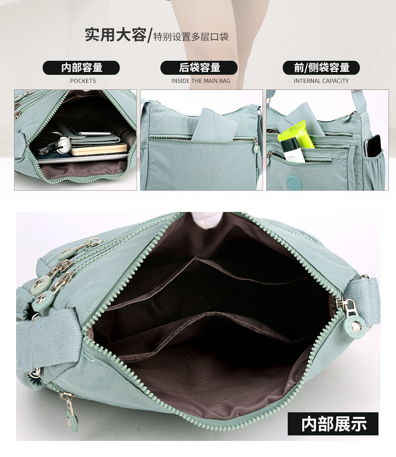 Azylo Lightweight Multi-Pocket Nylon Crossbody Bag & Daily Utility Purse