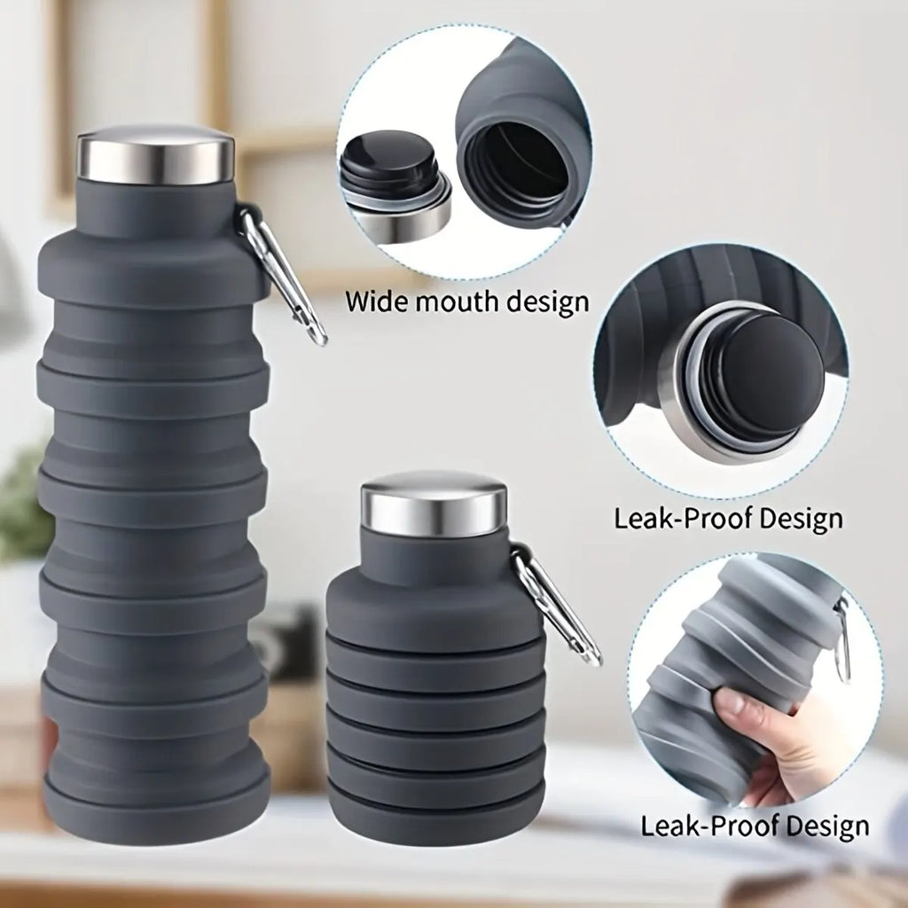 Azylo Collapsible Silicone Travel Water Bottle with Carabiner