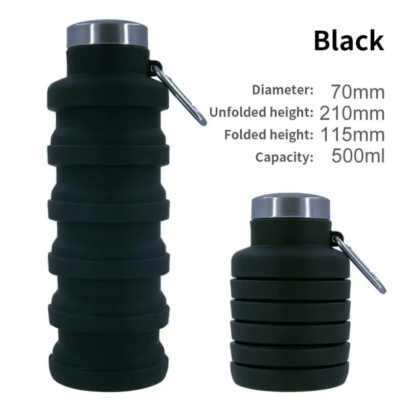 Azylo Collapsible Silicone Travel Water Bottle with Carabiner