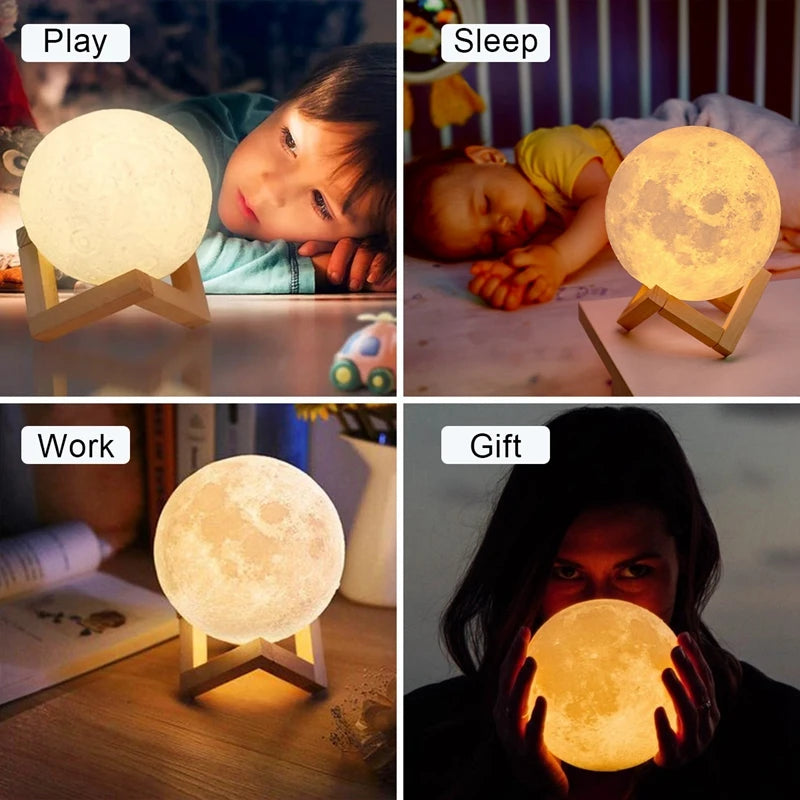 Azylo 3D Magical Moon Lamp & Starry Night Light with Stand