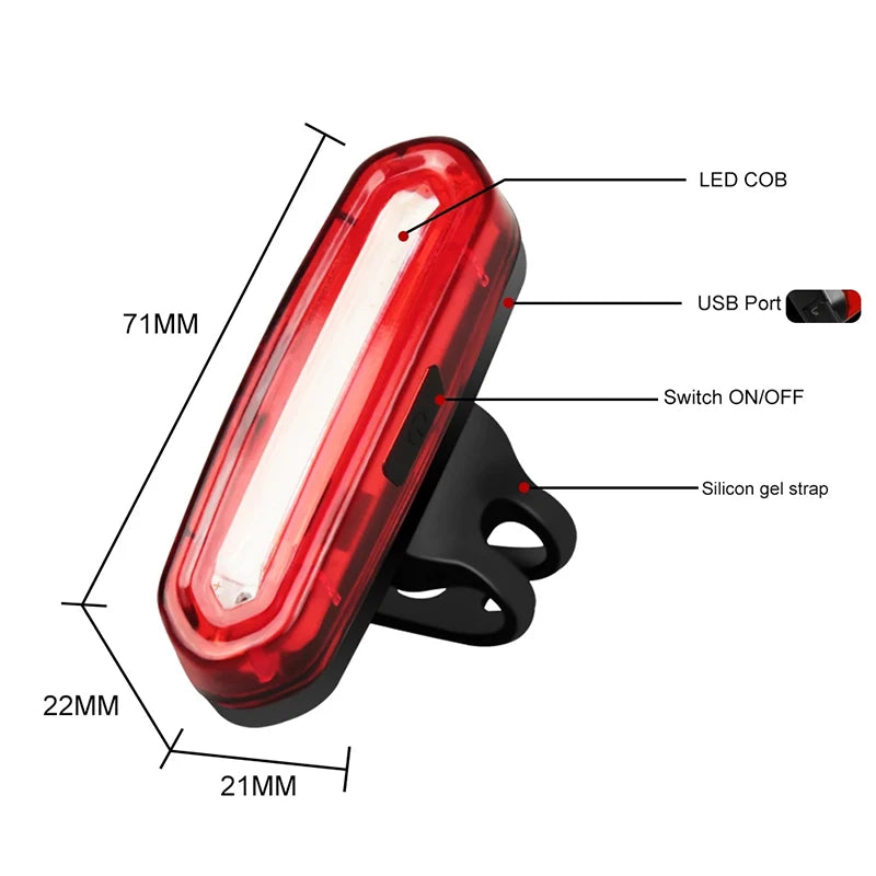 Azylo Ultra-Bright USB Rechargeable LED Bike Tail Light (Multi-Mode Safety Lamp)