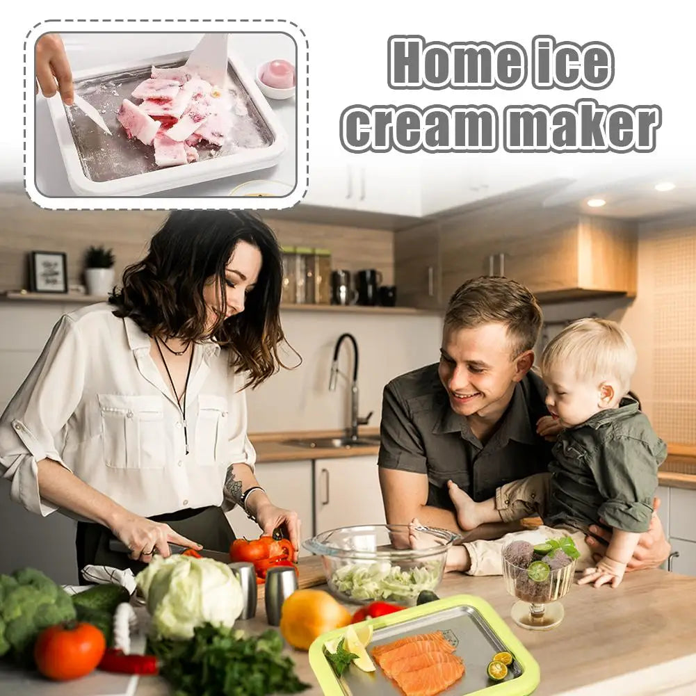Azylo DIY Instant Rolled Ice Cream Maker Pan (with 2 Scrapers)