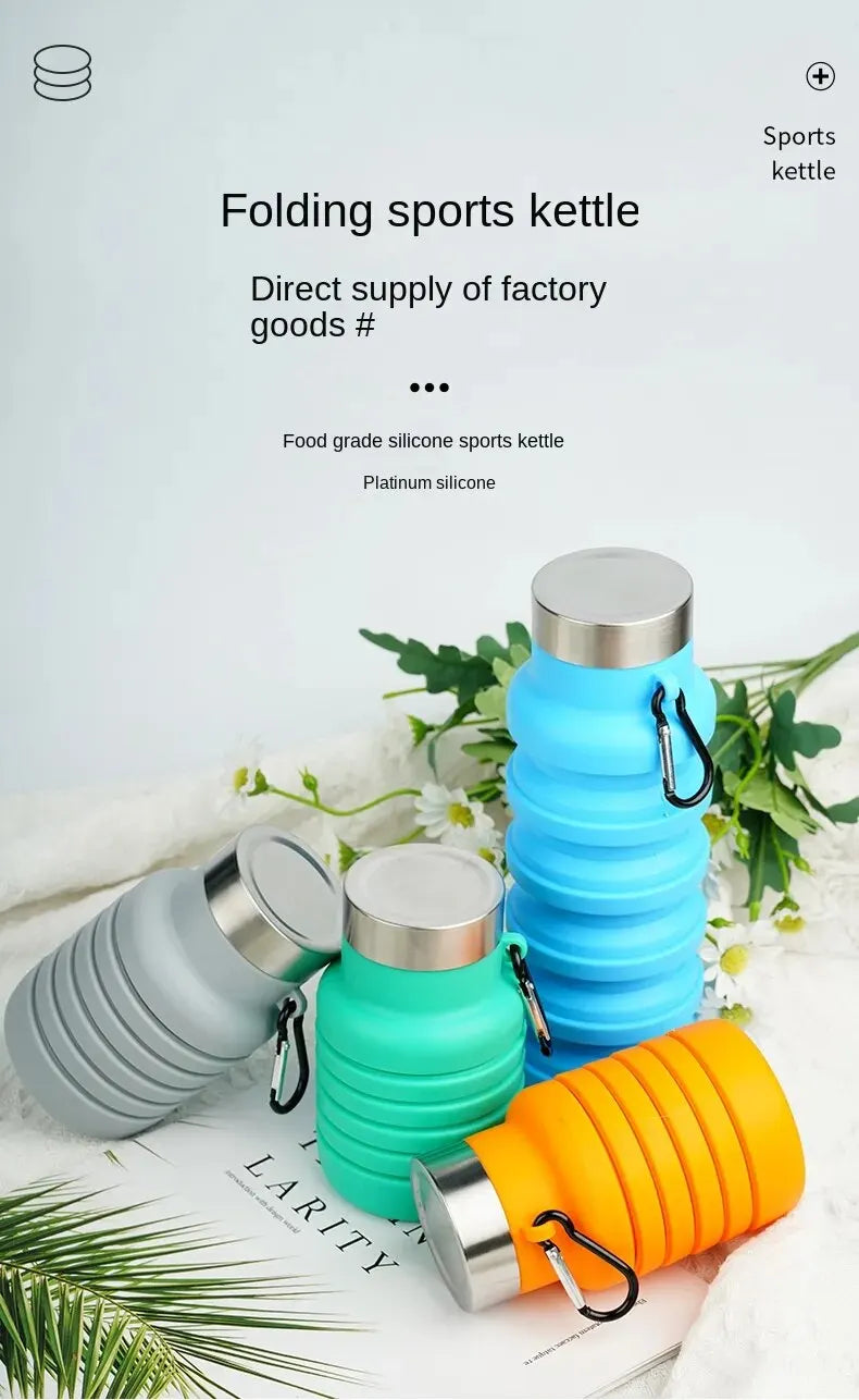 Azylo Collapsible Silicone Travel Water Bottle with Carabiner