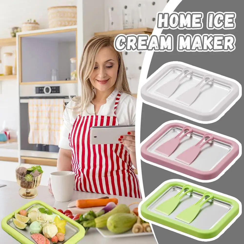 Azylo DIY Instant Rolled Ice Cream Maker Pan (with 2 Scrapers)