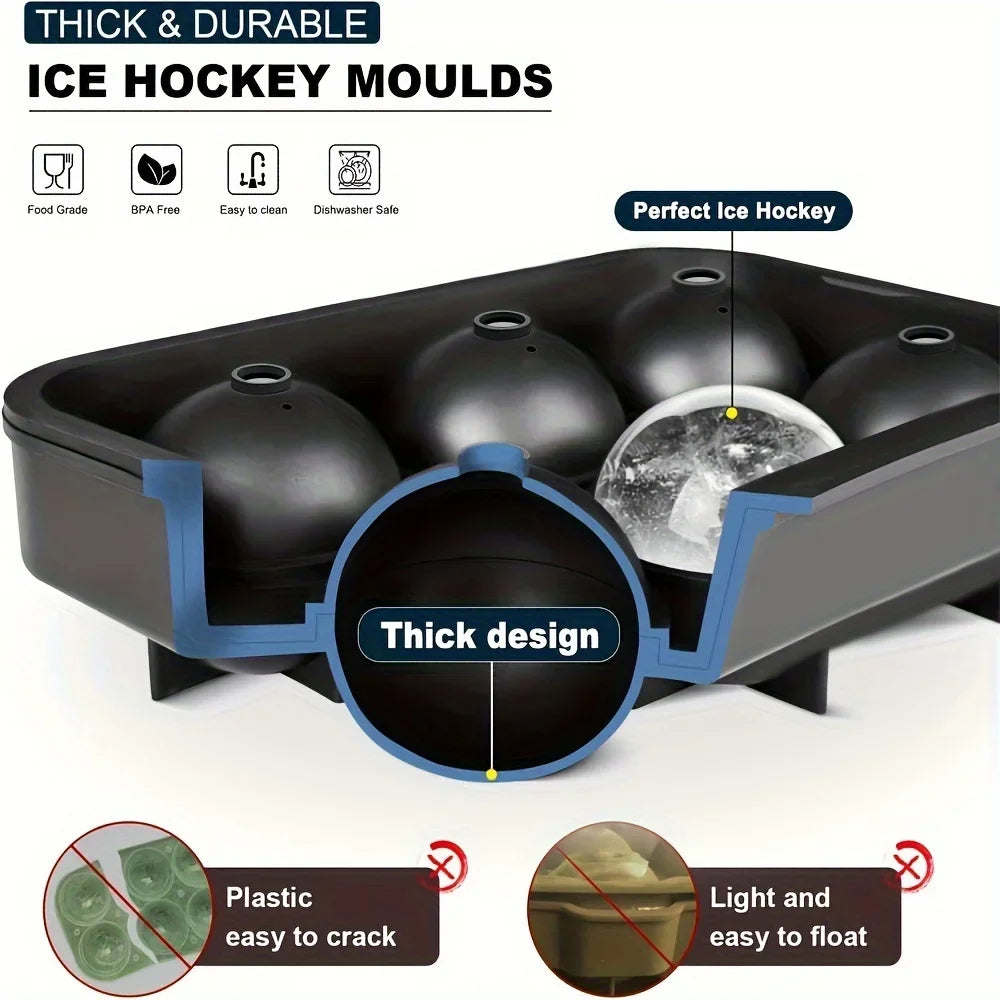 Azylo 6-Grid Flexible Silicone Ice Cube Mold Tray (Large Square Maker)