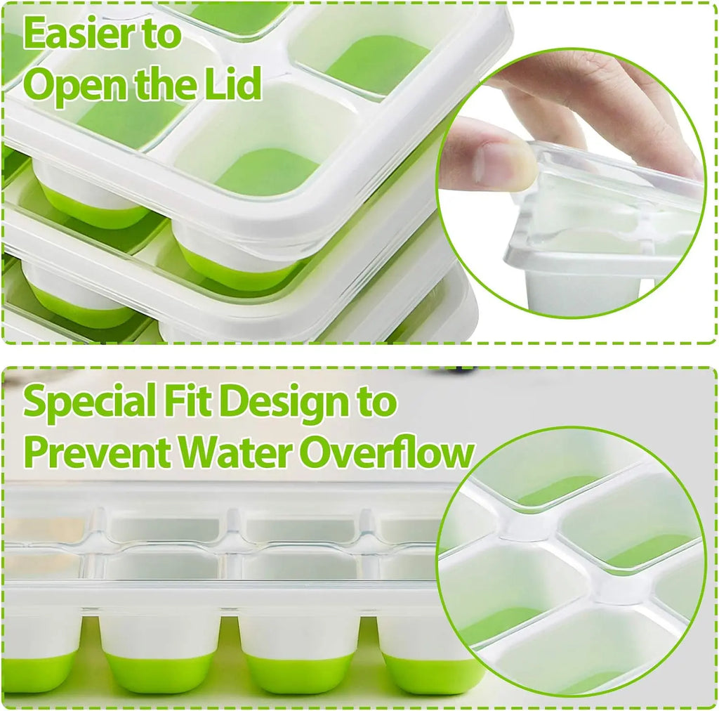 Azylo 14-Grid Smart Hybrid Ice Cube Tray with Spill-Proof Lid