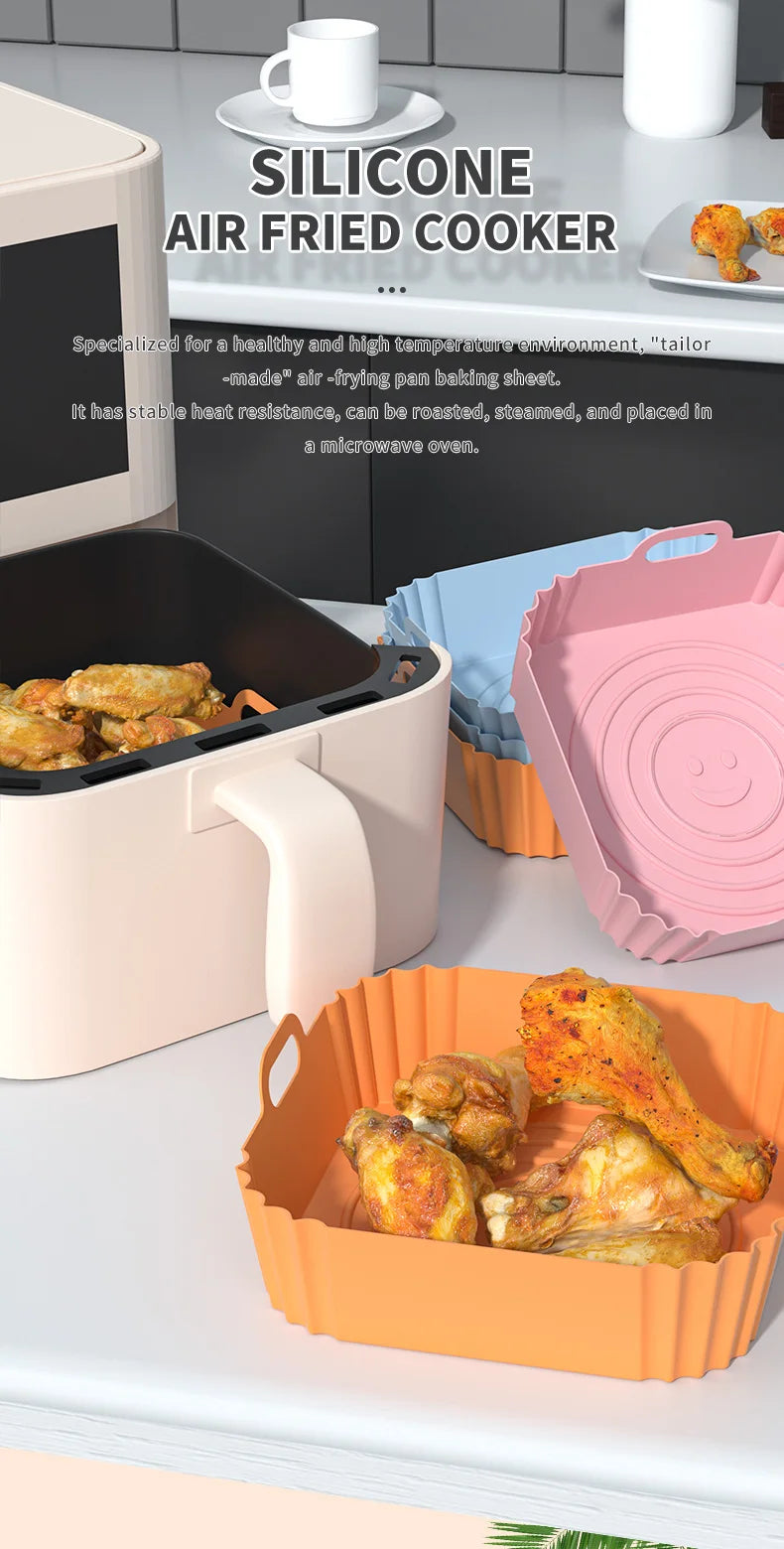 Azylo Reusable Silicone Air Fryer Liners (8-Inch Square)
