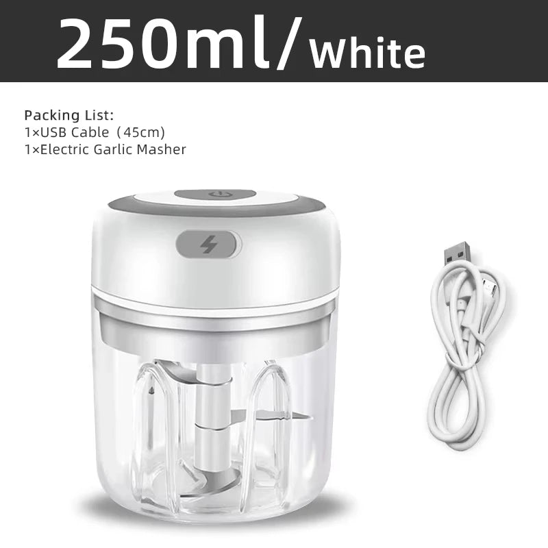 Azylo Portable Mini Electric Food & Garlic Chopper (250ml)
