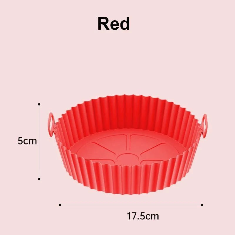 Azylo Reusable Silicone Air Fryer Pot with Handles (8-Inch Round)