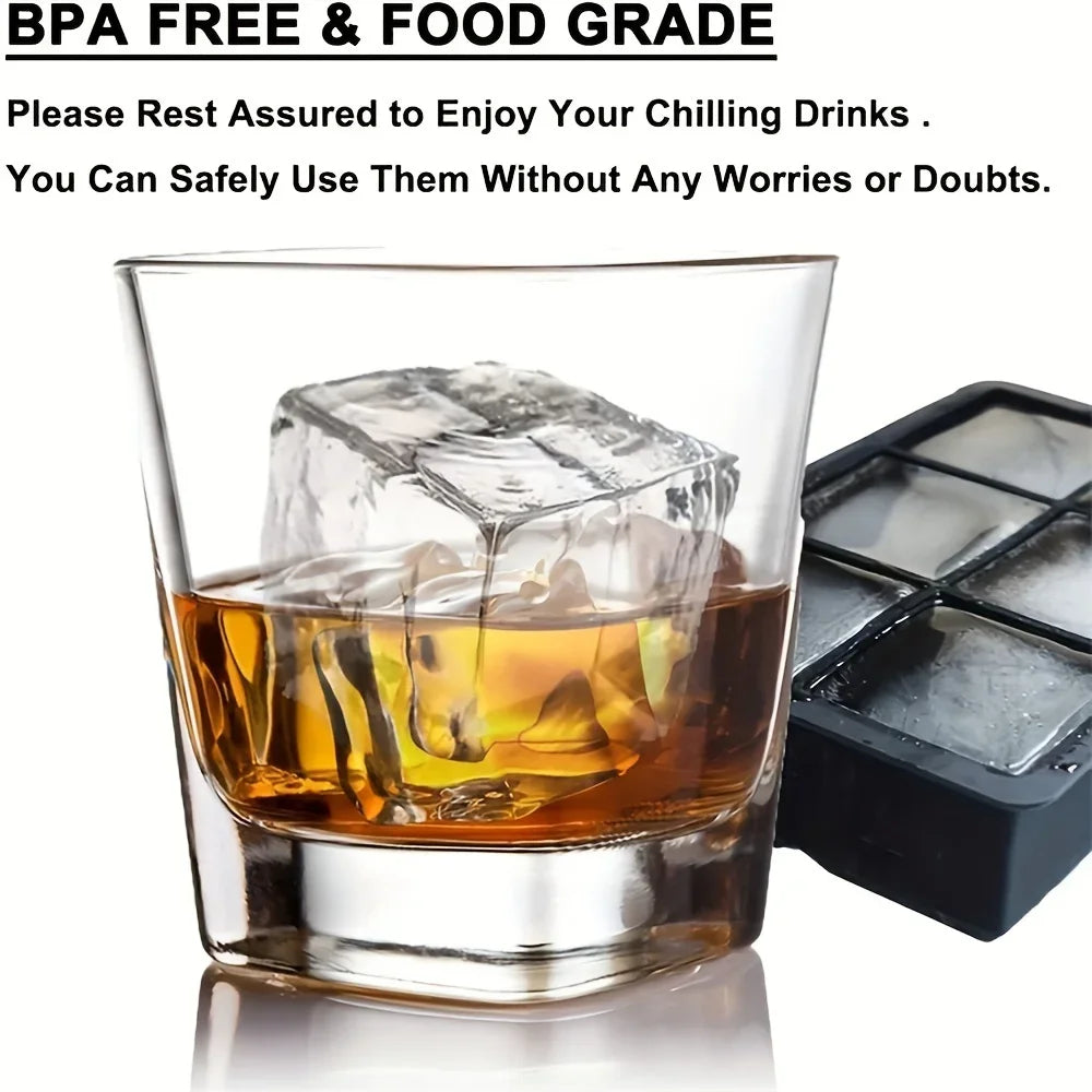 Azylo 6-Grid Flexible Silicone Ice Cube Mold Tray (Large Square Maker)