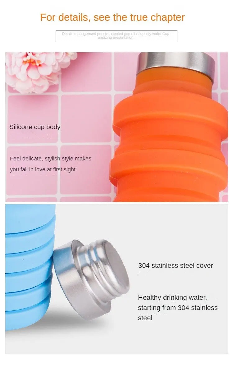 Azylo Collapsible Silicone Travel Water Bottle with Carabiner