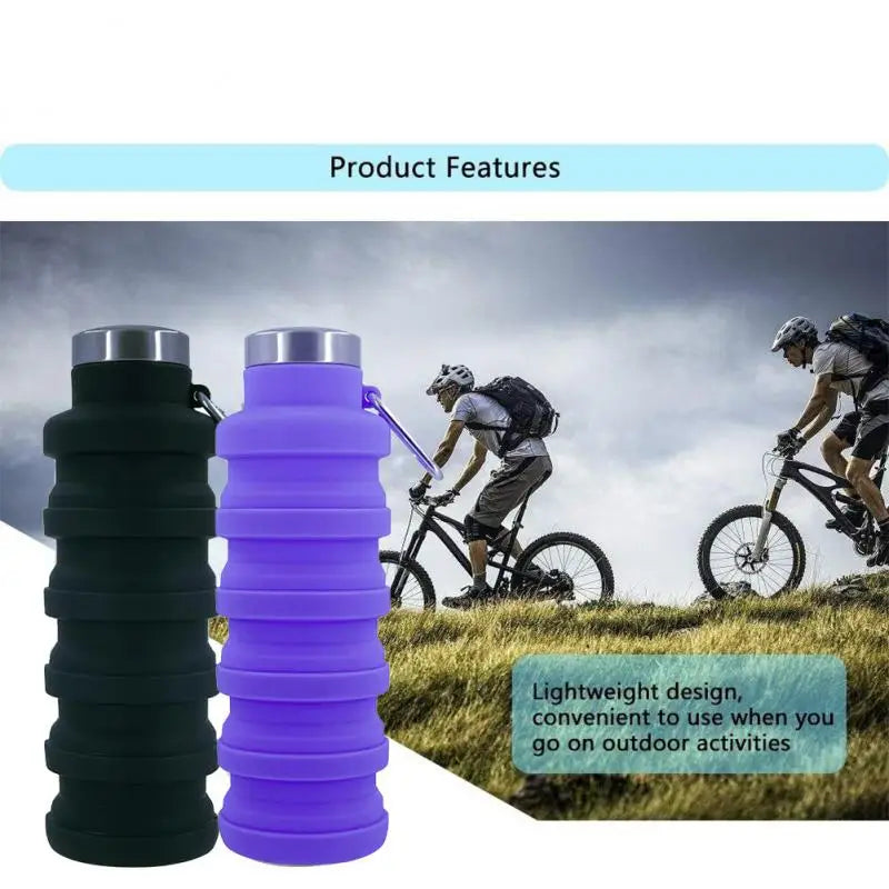 Azylo Collapsible Silicone Travel Water Bottle with Carabiner