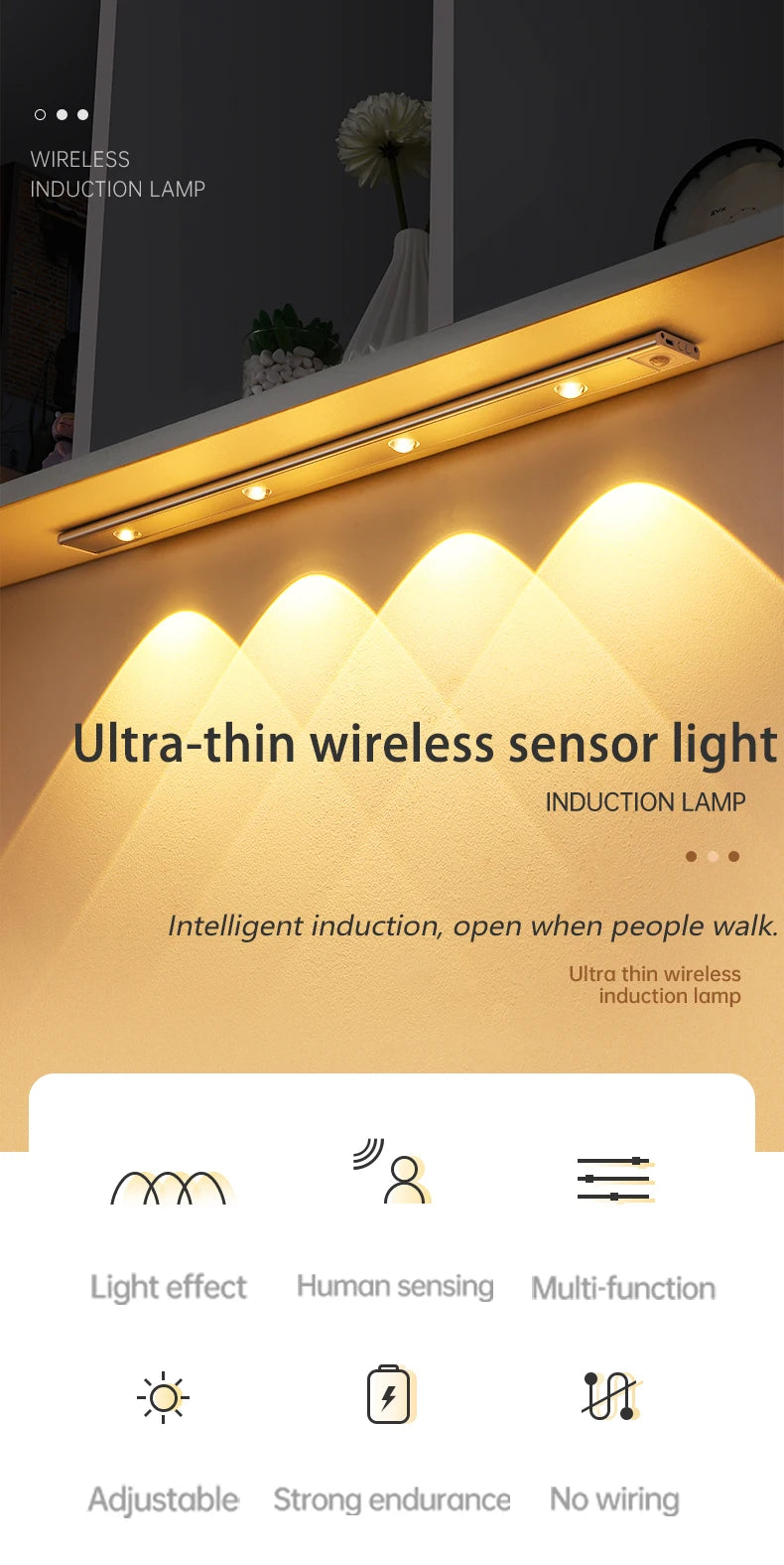 Azylo Ultra-Thin 3-Color Motion Sensor LED Strip Light