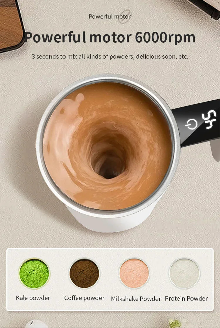 Azylo Smart Magnetic Self-Stirring Mug & Automatic Coffee Mixer (380ml)
