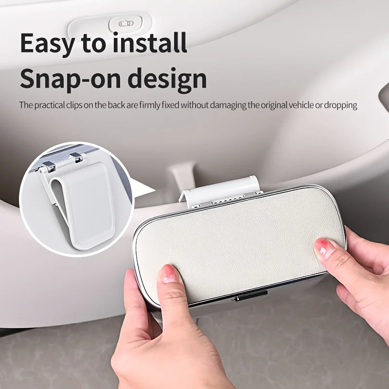 Azylo Luxury PU Leather Car Trash Can with Push-Button Lid