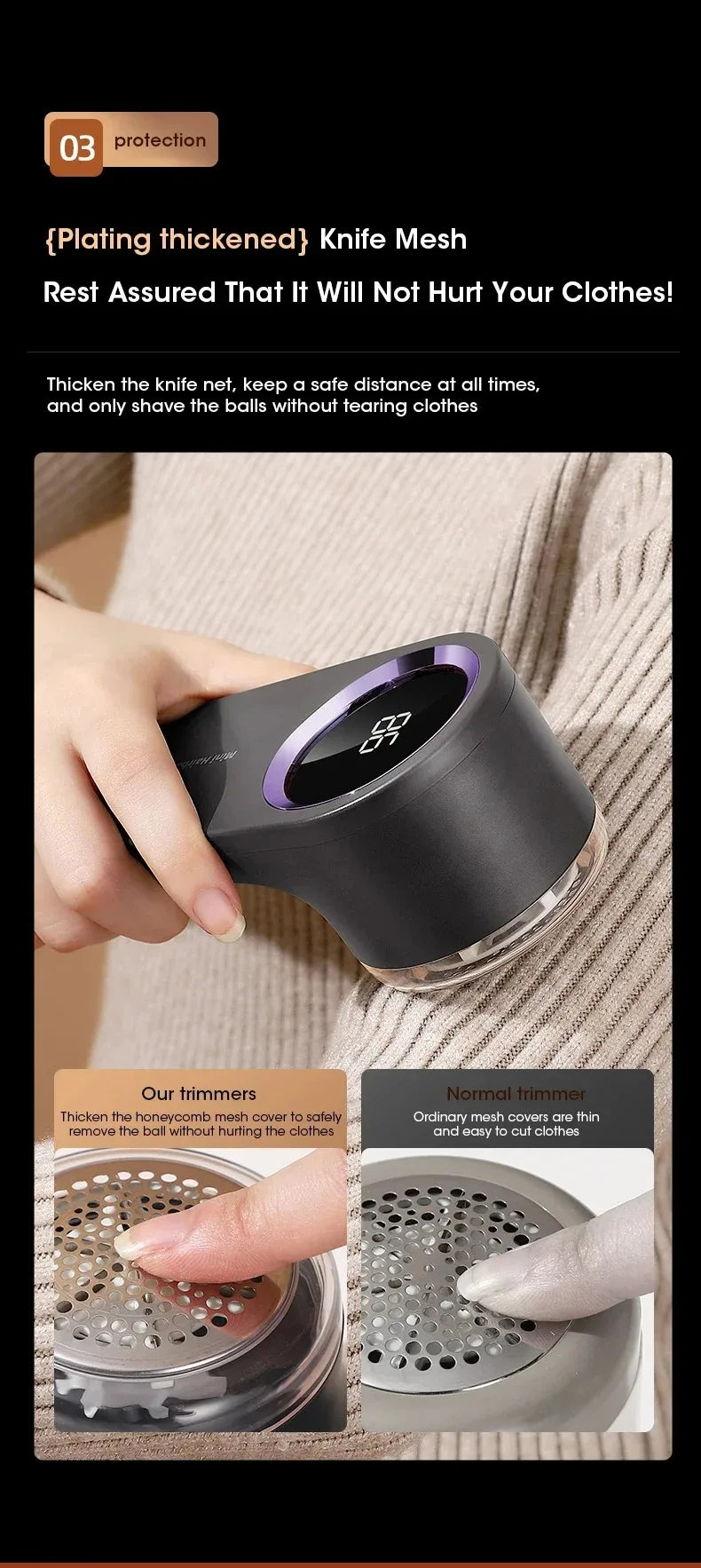 Azylo Pro Rechargeable Electric Lint Remover & Fabric Shaver