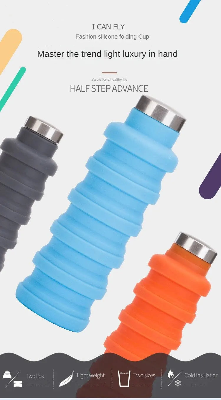 Azylo Collapsible Silicone Travel Water Bottle with Carabiner