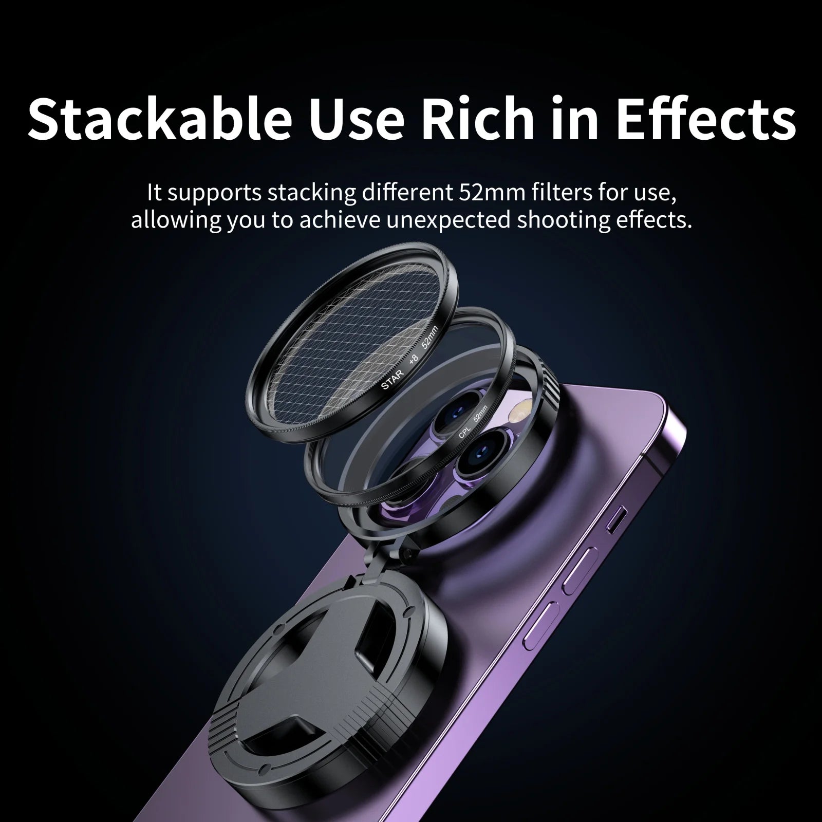 Azylo 52mm Magnetic CPL Polarizer Filter Kit for iPhone & Android Smartphones