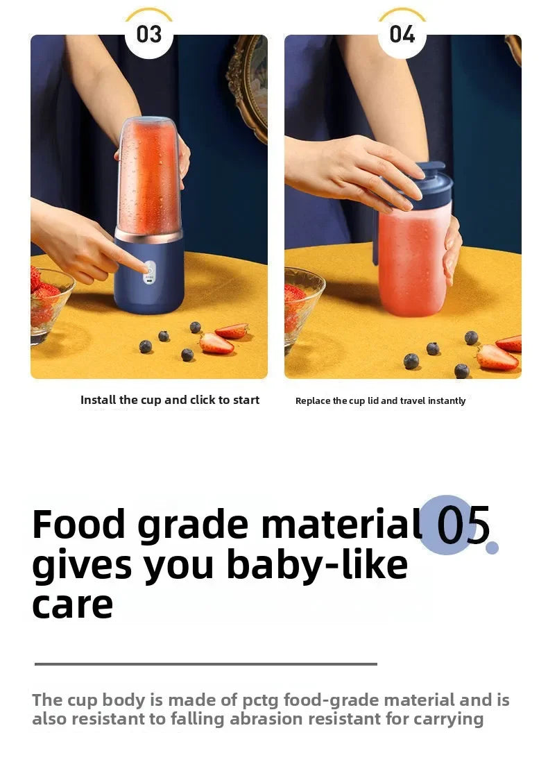 Azylo Portable 6-Blade Mini USB Juicer & Smoothie Blender