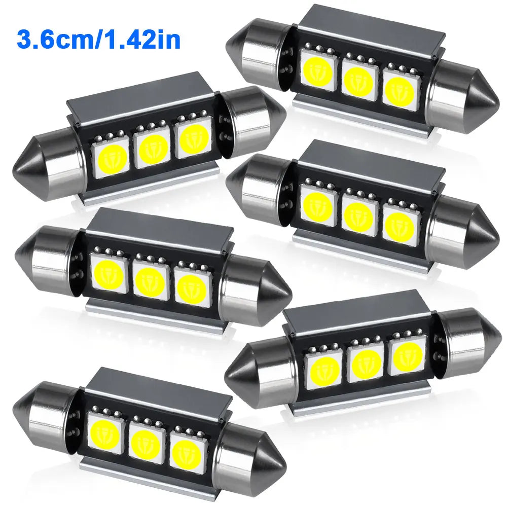 Azylo Ultra-Bright Festoon LED Car Interior & License Plate Bulbs (12V White)