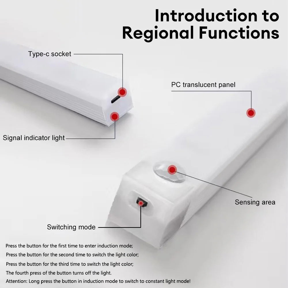 Azylo 3-Color Smart Motion Sensor LED Night Light (Type-C Rechargeable)
