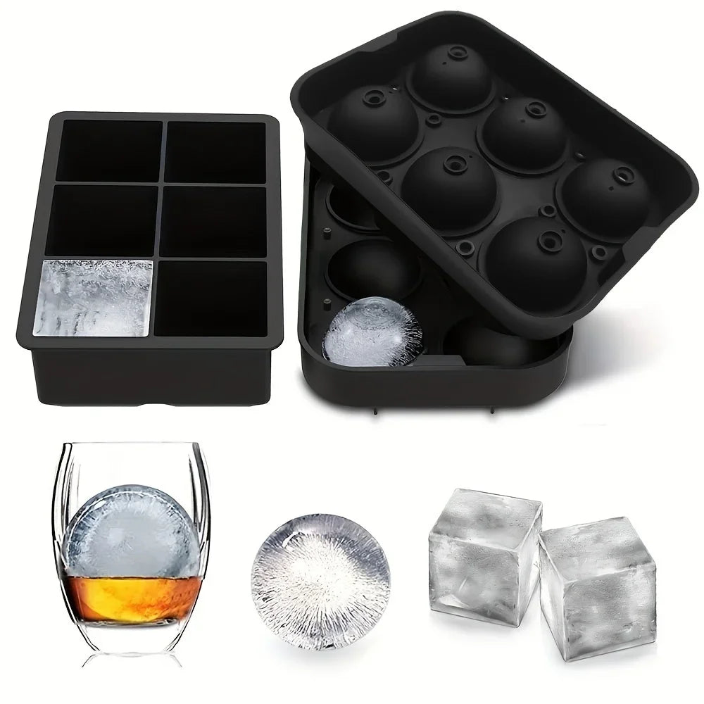 Azylo 6-Grid Flexible Silicone Ice Cube Mold Tray (Large Square Maker)