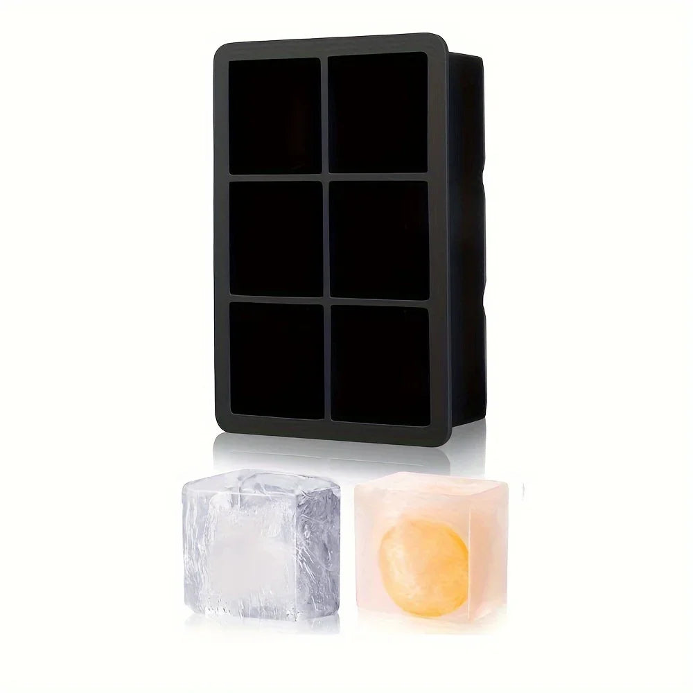 Azylo 6-Grid Flexible Silicone Ice Cube Mold Tray (Large Square Maker)