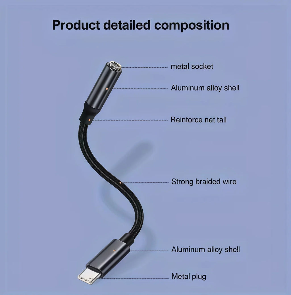 Azylo Universal USB-C to 3.5mm Headphone Jack Adapter Dongle
