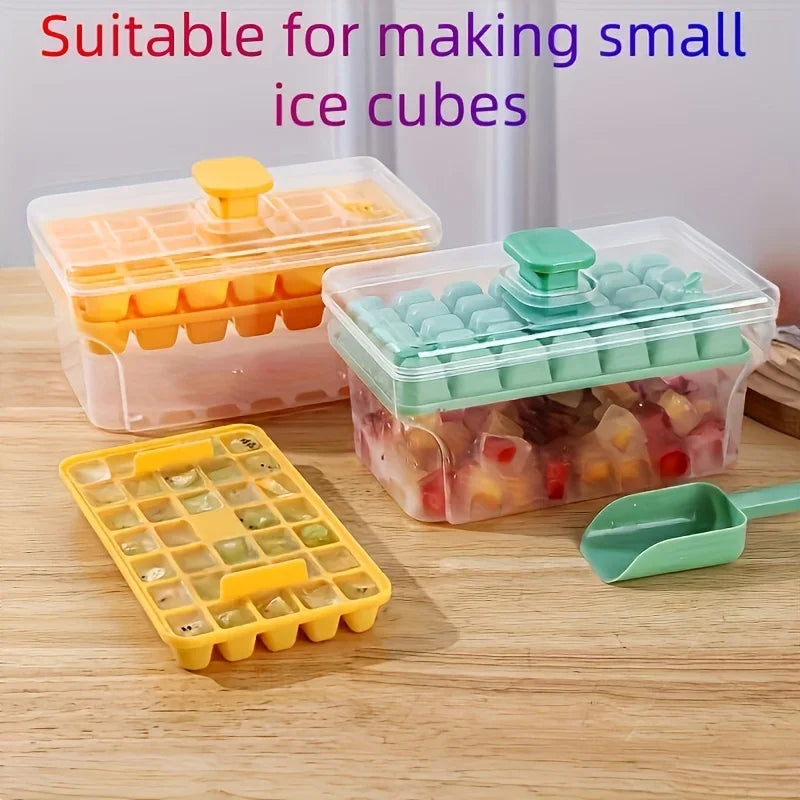 Azylo One-Press Easy Release Ice Cube Tray Kit with Lid & Storage Bin (68 Cubes)