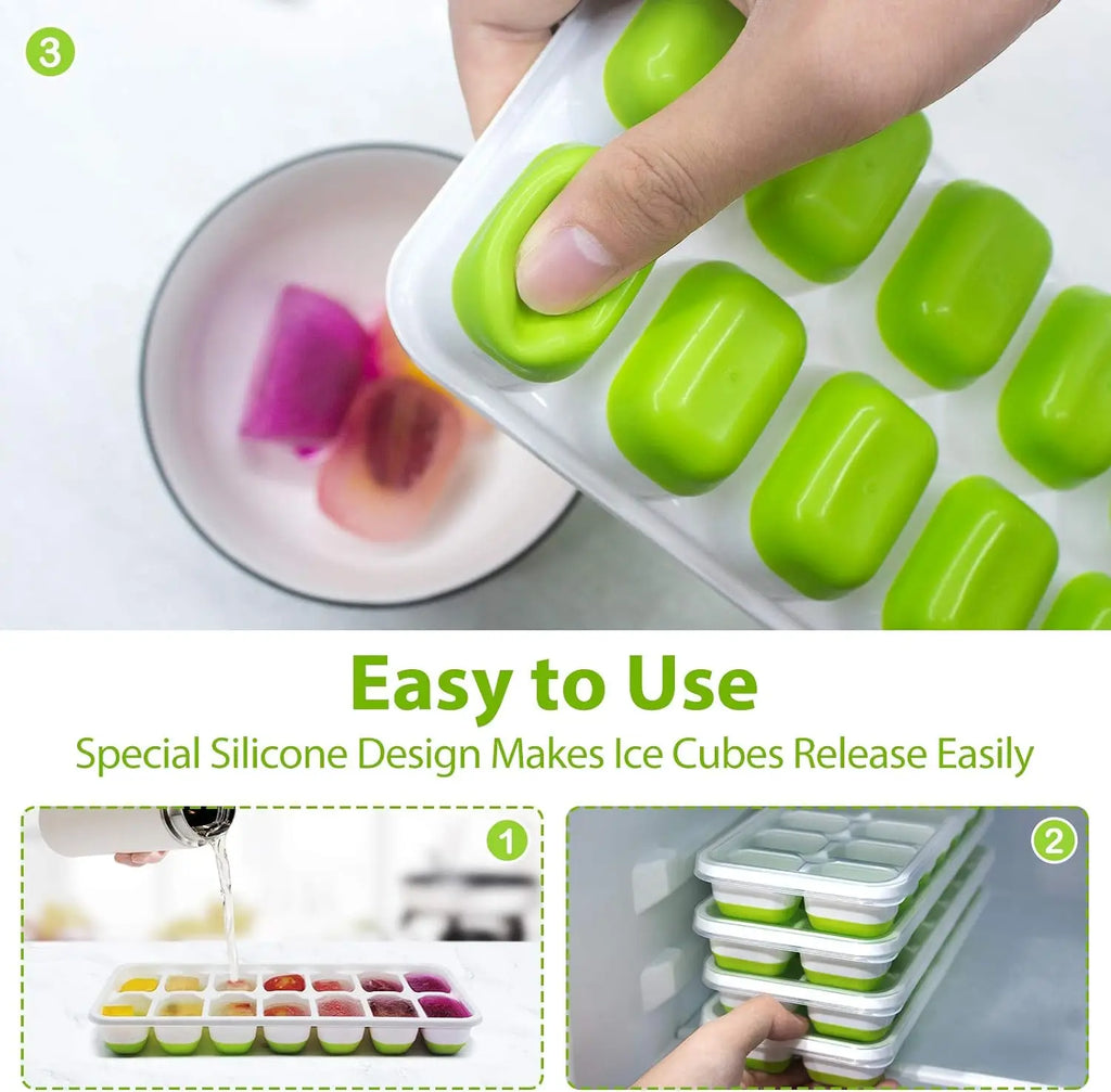Azylo 14-Grid Smart Hybrid Ice Cube Tray with Spill-Proof Lid