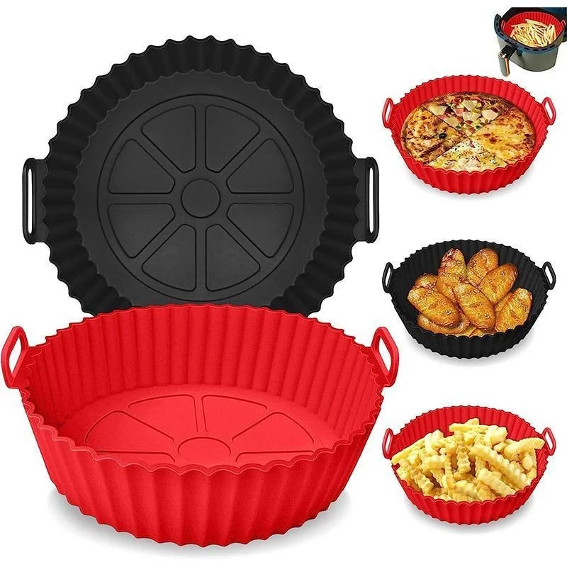 Azylo Reusable Silicone Air Fryer Pot with Handles (8-Inch Round)