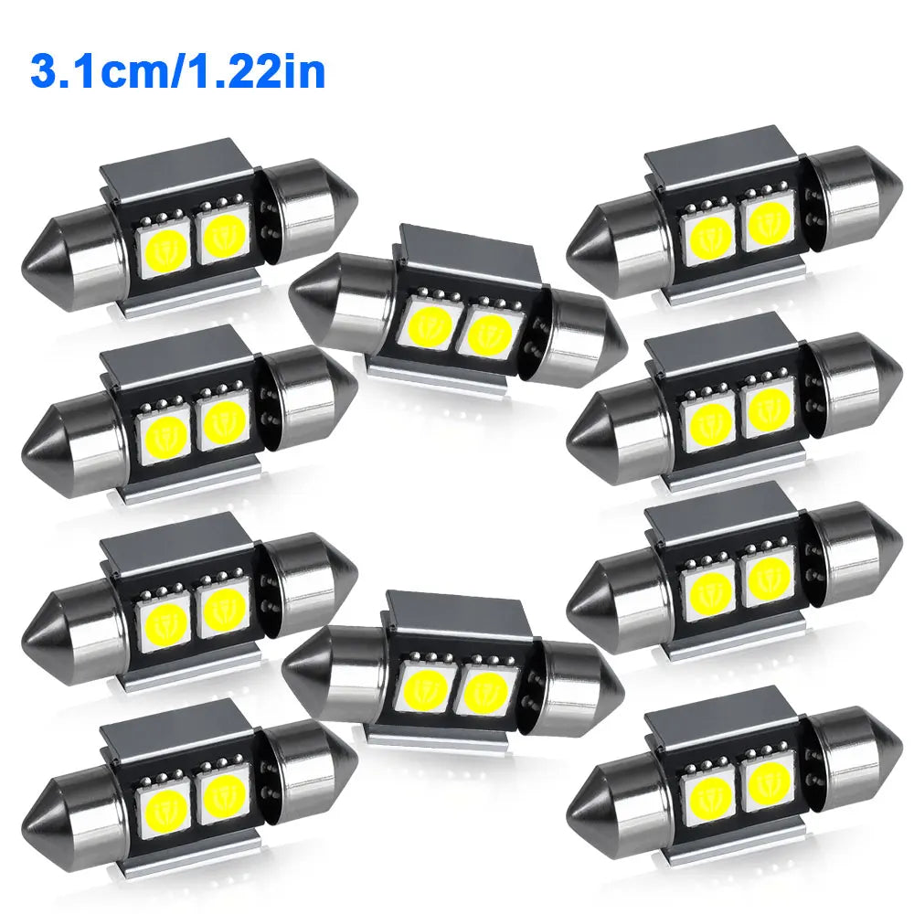 Azylo Ultra-Bright Festoon LED Car Interior & License Plate Bulbs (12V White)
