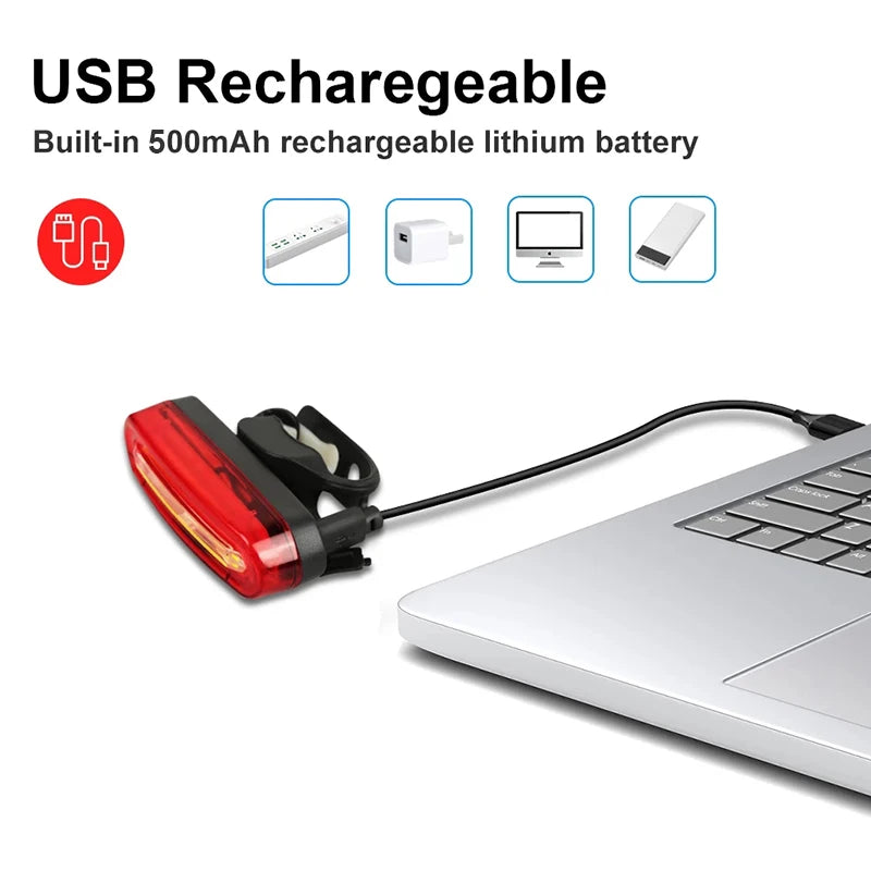 Azylo Ultra-Bright USB Rechargeable LED Bike Tail Light (Multi-Mode Safety Lamp)