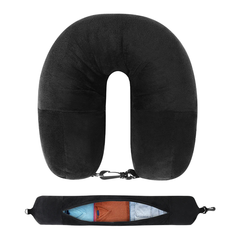 Azylo Fillable Travel Neck Pillow & Space-Saving Clothing Storage Bag