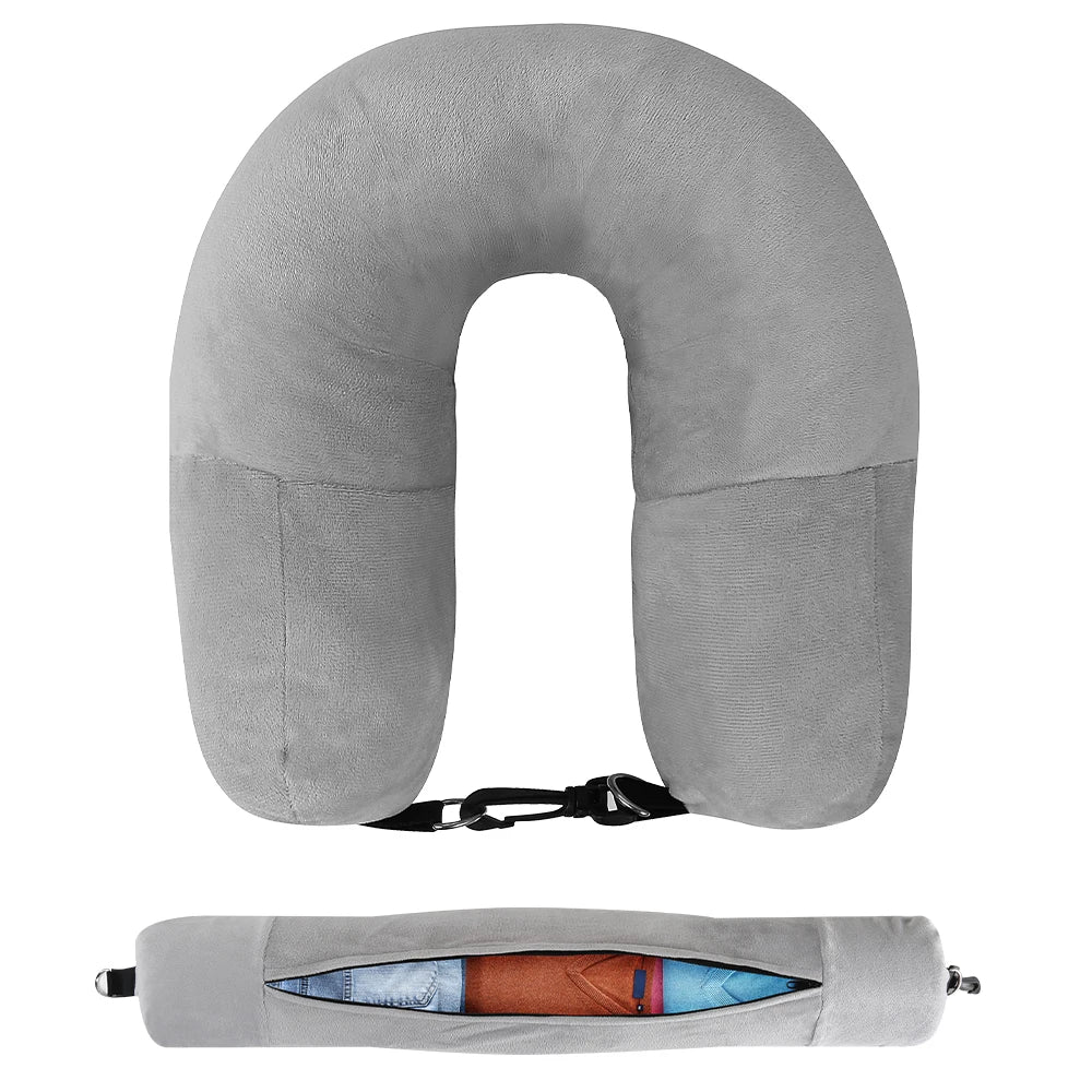 Azylo Fillable Travel Neck Pillow & Space-Saving Clothing Storage Bag